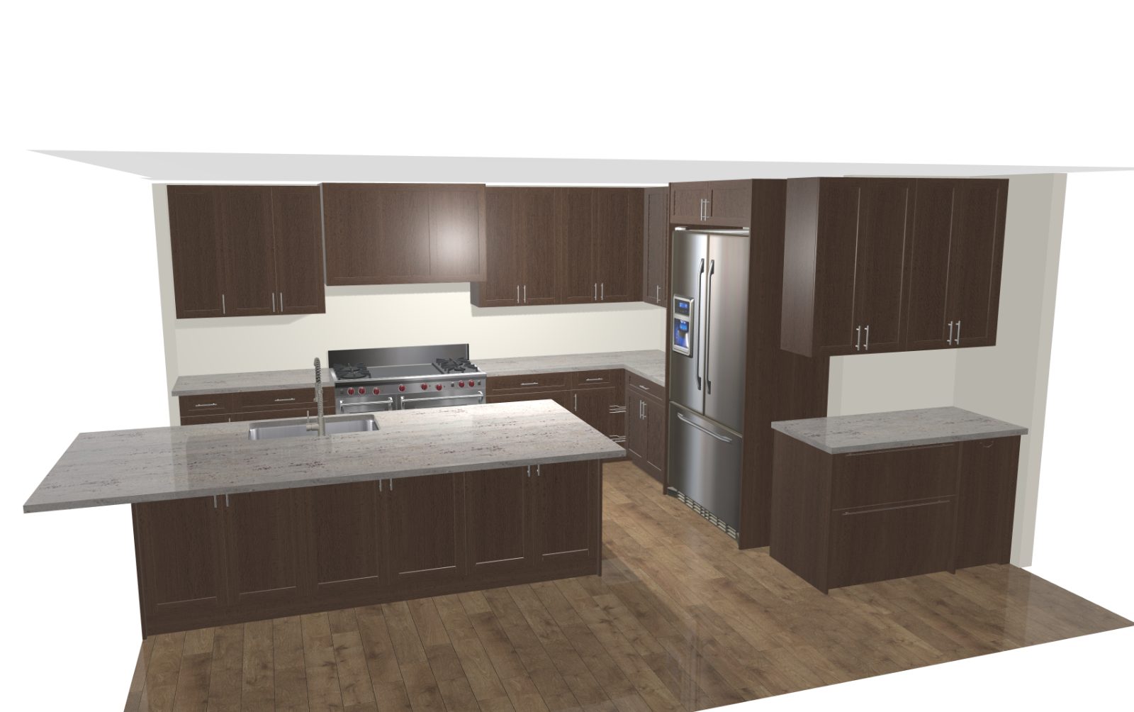 3D rendering showing one cabinet run up close